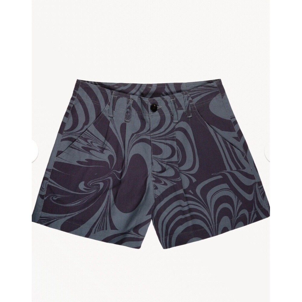 Free People United In Motion Shorts Womens Blue Organic Cotton Preppy Sz XL NWT